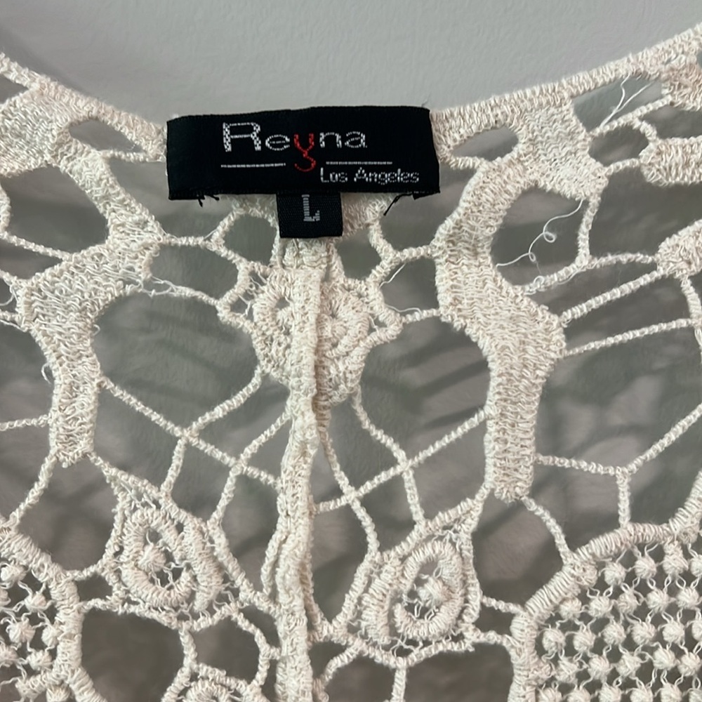 Reyna - L, Cream Crochet Knit Top, bohemian, hippie - Picture 3 of 8
